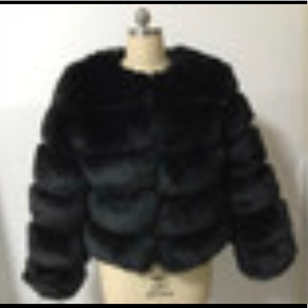 Black vegan fur coat